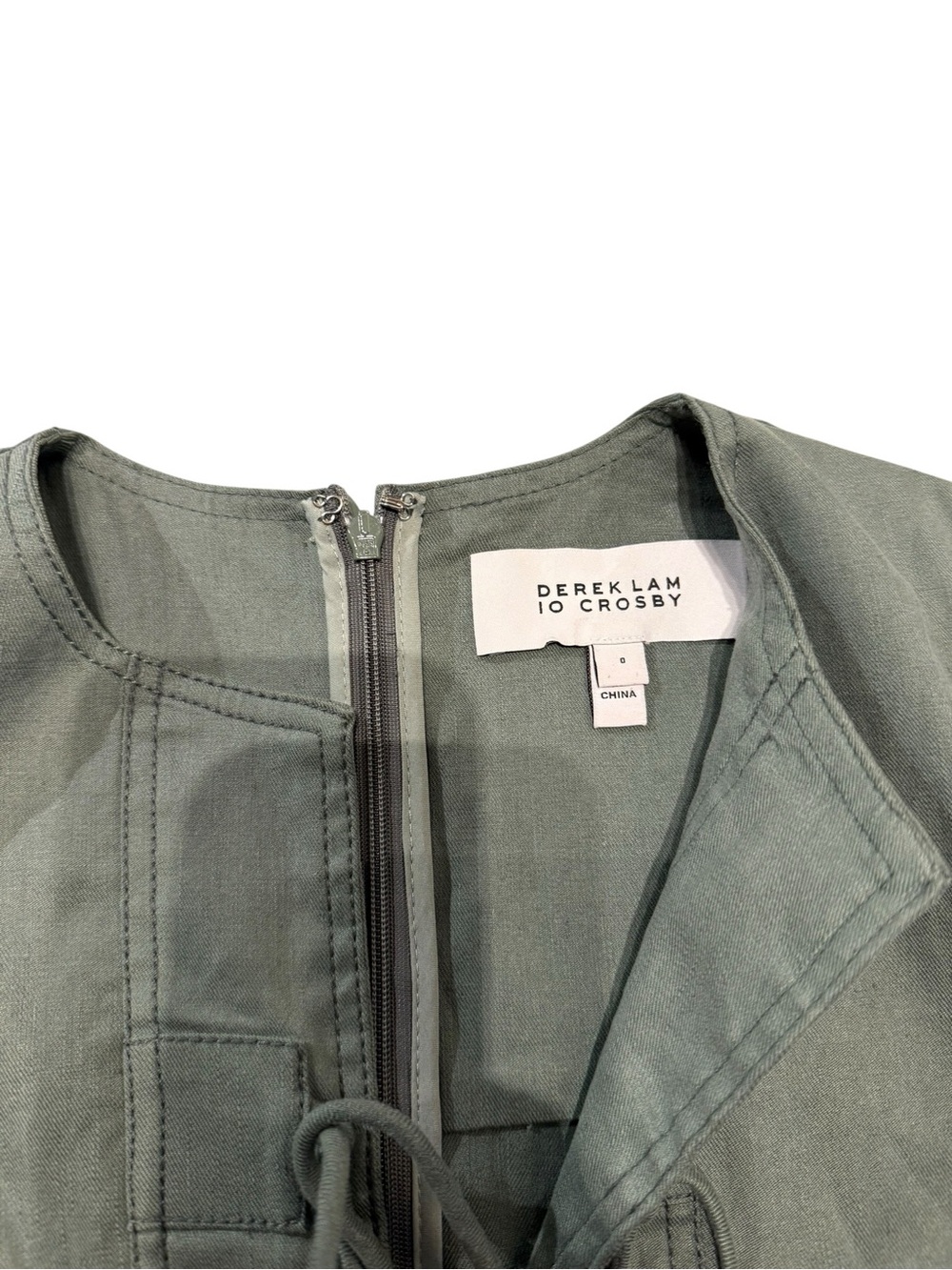 Derek Lam Olive Green Lace-Up Romper - Picture 2 of 3